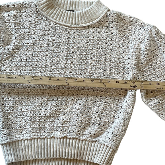 Womens FREE PEOPLE Cream Knit Sweater w/ Balloon Sleeves sz XS - Picture 3 of 6